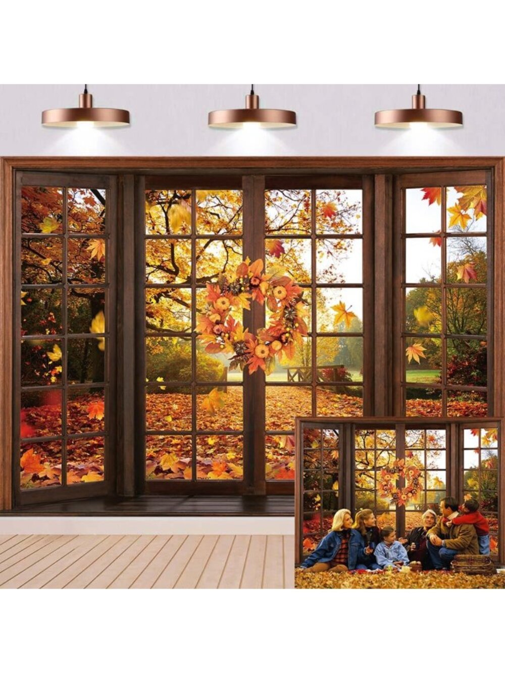 Autumn Forest Backdrop - Fall Maple Leaf Photography Background for Parties